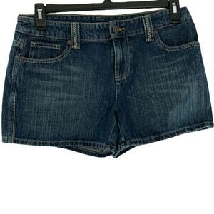 Tommy Hilfiger Jean Short Womens 8 Mid Rise Dark Wash Whiskers Summer Sexy Denim
